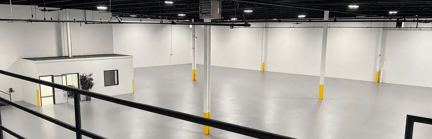 Wide clean commercial interior painting project