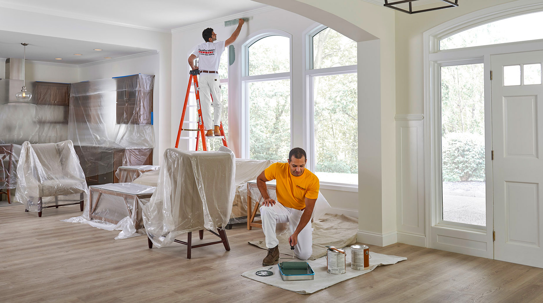 Freshly painted bright interior with clean finished surfaces